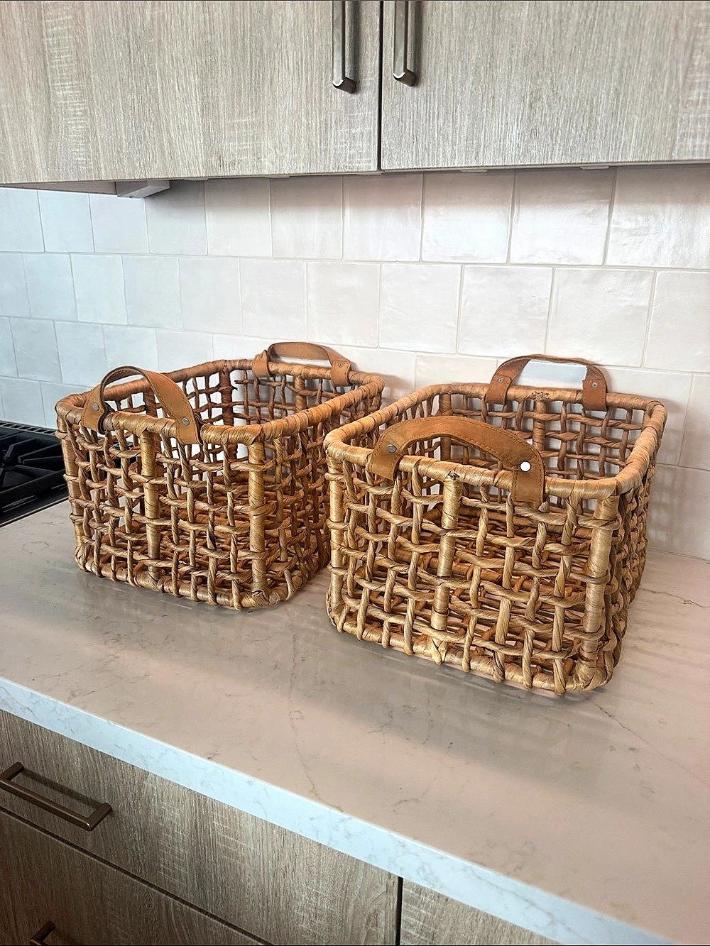 Waterworks Woven Hyacinth Storage Baskets Set of 2